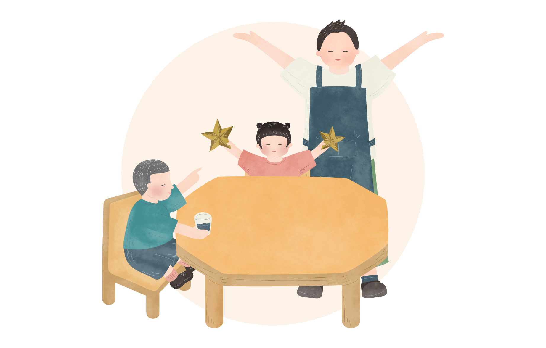 星を受け取った子どもたちはキラキラ楽しそう